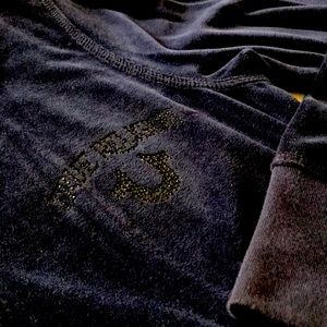 True Religion Women's VELOUR Crystal  LOGO Employment Zip Up Top with Pockets